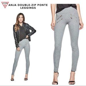 Guess Anja Gold Zipper Ponte Leggings Pants Large